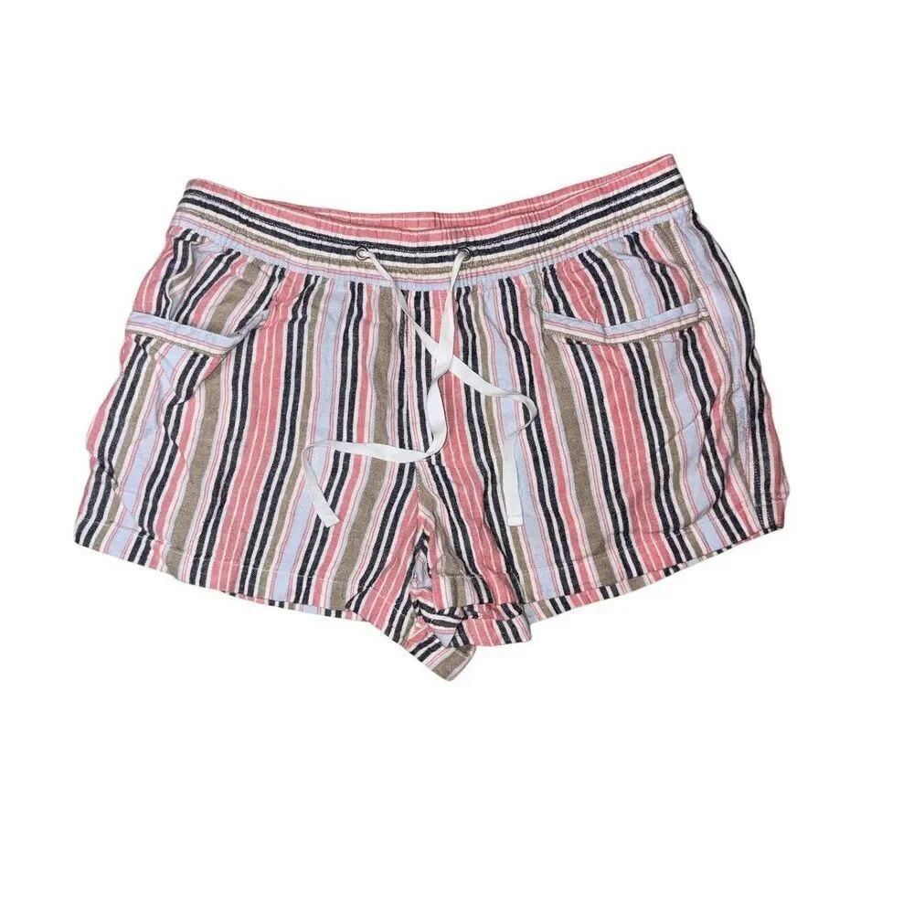 GAP Striped Linen-Blend Drawstring Shorts